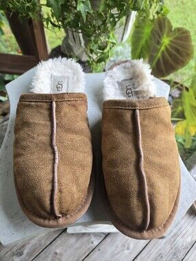 Ugg Pearle Scuff Chestnut Brown Suede Mule Slippers